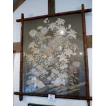 .A bamboo effect framed and glazed silk