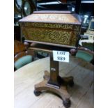 A Regency rosewood work box on a column