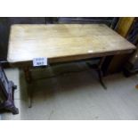 A 19c oak table with turned end supports