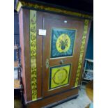 A late 18c Swiss Armoire with painted fl