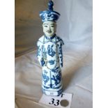 A blue and white figurine of a China Man