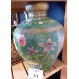 A hand painted metal vase est: £20-£40 (