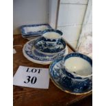 A small quantity of blue and white china to include tea cups, bowls,