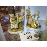 A pair of late 19th century Sitzendorf figural groups emblematic of Summer and Autumn,