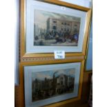 A pair of framed and glazed coloured prints 'The Hand & Shears, Smithfield' and 'Elephant & Castle,