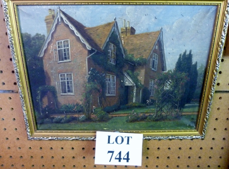 James Matthews - A framed oil on canvas study of a Victorian House signed mono and dated 1921