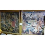 A pair of large framed and glazed prints of tapestry medieval scenes est: £60-£90