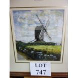 A framed and glazed watercolour study of a local windmill (Nr Rolvenden) signed T W Maybourne lower