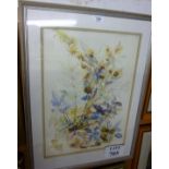 A framed and glazed watercolour study of flowers possibly by Joyce King est: £20-£40