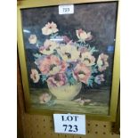 A framed and glazed watercolour still life study of flowers in a bowl signed G B Scott lower right