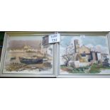 A pair of framed and glazed 20c watercolours continental scenes to include one titled 'Cadagues'