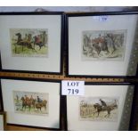 A set of four ebony framed and glazed Punch pictures to include 'Whther' and 'There's the