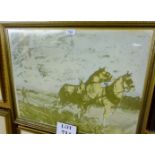 A framed and glazed woodblock print 'The Ploughing Match-So Burton' signed Alison Milner-Gulland in