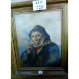 A framed oil on canvas portrait study  of a fisherman smoking a pipe (canvas slightly a/f) est: