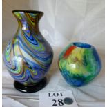 A Murano style baluster glass vase and an ovoid vase est: £30-£50 (A3)