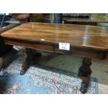 A Regency rosewood library table with a blind drawer over ornate end column c1820-30 est: £600-£800