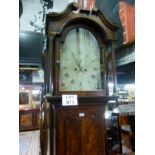 A George III mahogany cased 8 day long case clock with painted arched dial signed Wm Johnson Eccham