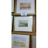 Three various watercolours/drawings to include landscape and ship scenes two signed by artist est: