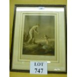 A framed and glazed engraving depicting a lady and cherub 'Love Wounded' dated 1798 and marked