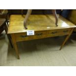 An Edwardian satinwood side table/writing desk with two drawers est: £40-£70