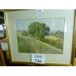 A framed and glazed watercolour study of 'Salvington,