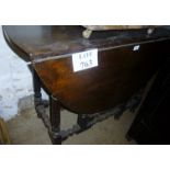 A Georgian oak gate leg oval dining table with one end drawer est: £70-£90
