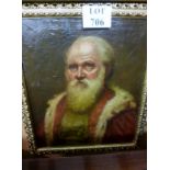 A gilt framed oil on canvas study of a regal gentleman (canvas patch repaired) est: £30-£50