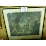 A framed and glazed engraving of children playing outside titled 'Juvenile Navigators' est: £25-£45