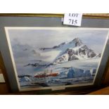 A framed and glazed limited edition Keith Shackleton print depicting 'HMS Endurance in the Ice'