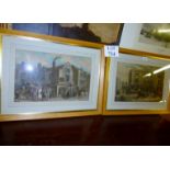 A pair of framed and glazed coloured prints 'The Hand & Shears, Smithfield' and 'Elephant & Castle,