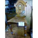 A 19c mahogany shield shape hall chair of good colour est: £40-£60