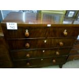 A Georgian mahogany chest of 2 short over 3 long drawers with ivory escutcheons and turned handles