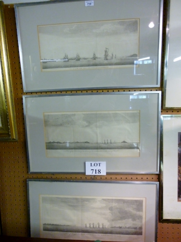 Three framed and glazed nautical plate engravings to include 'A View of the North Entrance of the