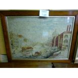 A framed Venetian wool work canal scene signed J C Kent and dated 1900 est: £50-£80