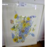 A framed and glazed 20c watercolour still life study of flowers bears mono L.