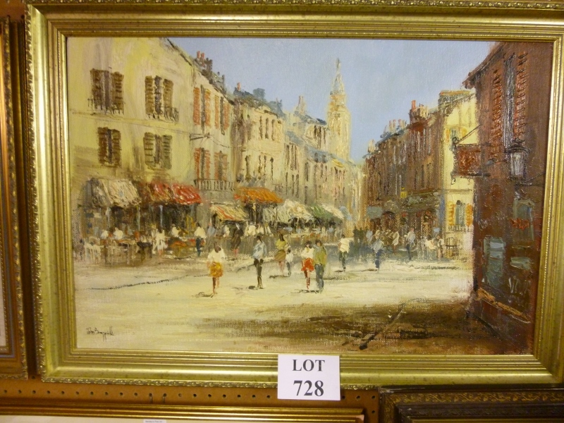 A gilt framed impressionist style oil on canvas street scene signed John Bampfield lower left est: