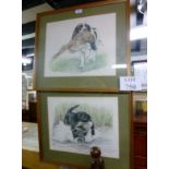 Two framed and glazed limited edition prints depicting hunting dogs retrieving game birds both