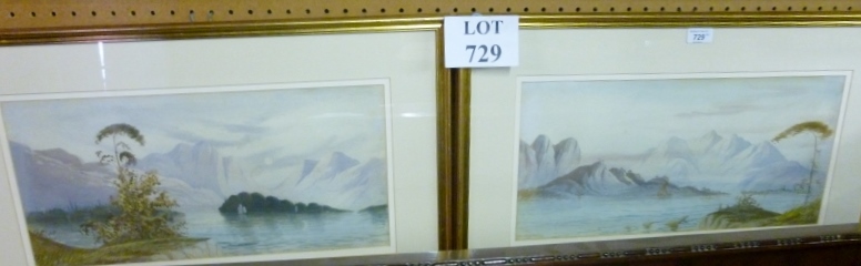 A pair of framed and glazed watercolours depicting views of 'Derwent Water' both signed E Earp est: