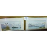 A pair of framed and glazed watercolours depicting views of 'Derwent Water' both signed E Earp est: