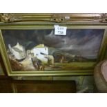 A framed 20c oil on canvas study of seaside continental houses and figures signed Jack R Mould est: