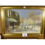 A gilt framed oil on canvas impressionist style street scene signed John Bampfield lower right est: