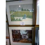 Two framed and glazed prints of wine vineyards 'Chateau Ausone' & 'Chateau Margaux' est: £40-£60