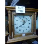 An oak cased 30 hour wall hung clock with painted dial signed Jno Simms Chipping Norton est: