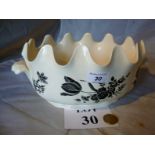 A Wedgwood floral monochrome printed centrepiece with wavy rim (minor chips) est: £15-£25 (A1)