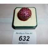 A 9ct gold ball cluster ruby ring (size O) est: £200-£400