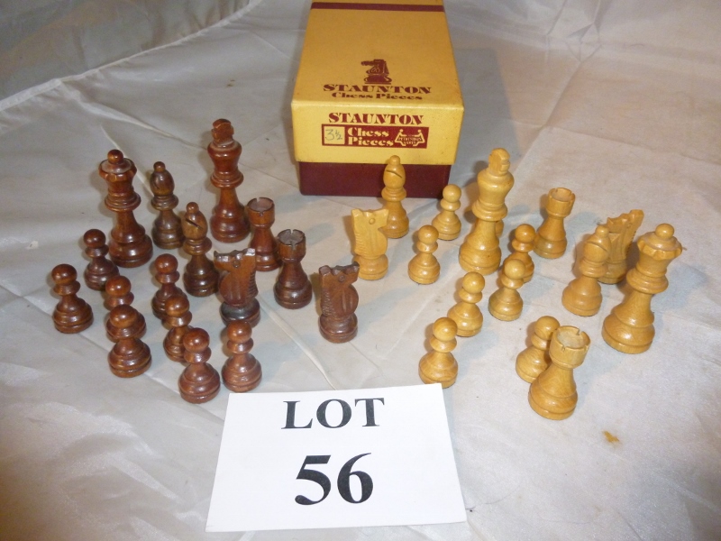 A Staunton 3 1/2in chess set,