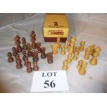 A Staunton 3 1/2in chess set,