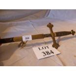 An early Medieval design sword & leather scabbard thin blade with engraving est: £65-£85