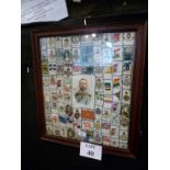 A framed and glazed collection of silk cigarette cards est: £30-£50 (A)