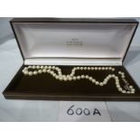 A boxed cultured pearl necklace with diamond clasp est: £30-£50